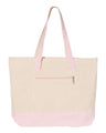 Q-Tees 19L Zippered Tote - Q-Tees Q1300 Q-Tees Natural/ Light Pink One Size