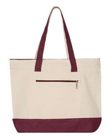 Q-Tees 19L Zippered Tote - Q-Tees Q1300 Q-Tees Natural/ Maroon One Size