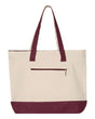 Q-Tees 19L Zippered Tote - Q-Tees Q1300 Q-Tees Natural/ Maroon One Size