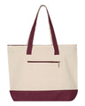 Q-Tees 19L Zippered Tote - Q-Tees Q1300 Q-Tees Natural/ Maroon One Size