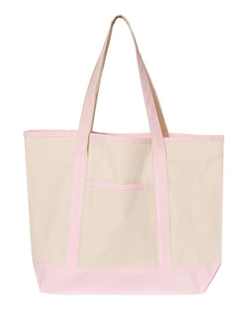 Q-Tees 34.6L Large Canvas Deluxe Tote - Q-Tees Q1500 Q-Tees Natural/ Light Pink One Size