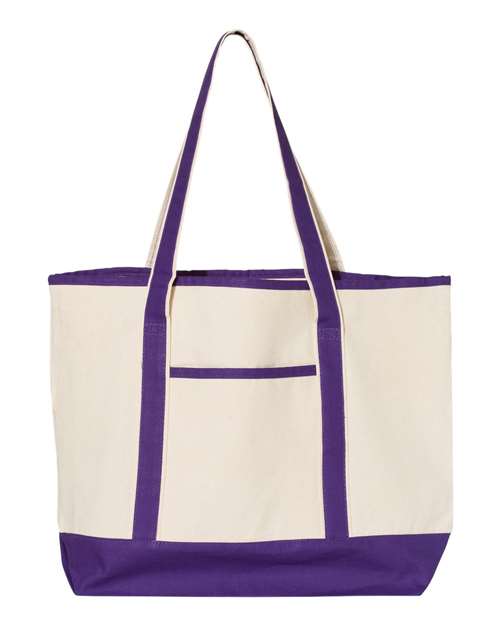 Q-Tees 34.6L Large Canvas Deluxe Tote - Q-Tees Q1500 Q-Tees Natural/ Purple One Size