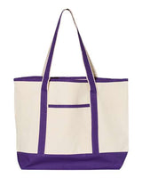 Q-Tees 34.6L Large Canvas Deluxe Tote - Q-Tees Q1500 Q-Tees Natural/ Purple One Size