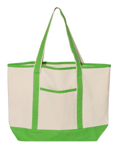 Q-Tees 34.6L Large Canvas Deluxe Tote - Q-Tees Q1500 Q-Tees Natural/ Lime One Size