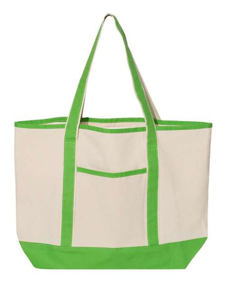 Q-Tees 34.6L Large Canvas Deluxe Tote - Q-Tees Q1500 Q-Tees Natural/ Lime One Size