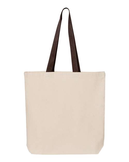 Q-Tees 11L Canvas Tote with Contrast-Color Handles - Q-Tees Q4400 Q-Tees Natural/ Chocolate One Size