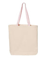 Q-Tees 11L Canvas Tote with Contrast-Color Handles - Q-Tees Q4400 Q-Tees Natural/ Light Pink One Size