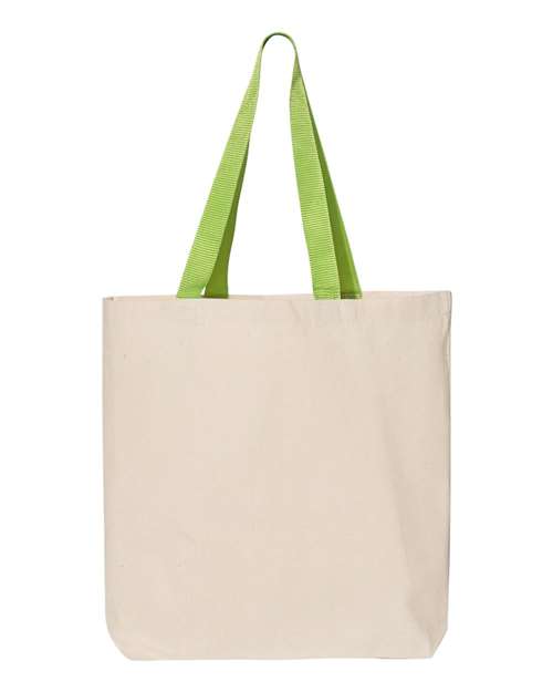Q-Tees 11L Canvas Tote with Contrast-Color Handles - Q-Tees Q4400 Q-Tees Natural/ Lime One Size