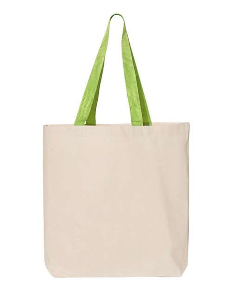 Q-Tees 11L Canvas Tote with Contrast-Color Handles - Q-Tees Q4400 Q-Tees Natural/ Lime One Size