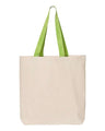 Q-Tees 11L Canvas Tote with Contrast-Color Handles - Q-Tees Q4400 Q-Tees Natural/ Lime One Size