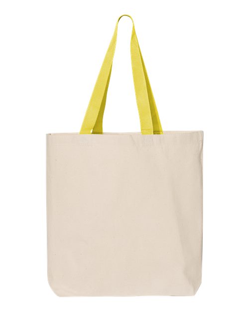 Q-Tees 11L Canvas Tote with Contrast-Color Handles - Q-Tees Q4400 Q-Tees Natural/ Yellow One Size