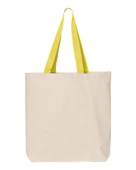 Q-Tees 11L Canvas Tote with Contrast-Color Handles - Q-Tees Q4400 Q-Tees Natural/ Yellow One Size