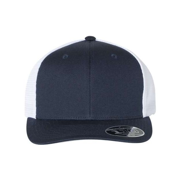 Flexfit 110® Mesh-Back Cap - Flexfit 110M Flexfit Navy/ White Adjustable