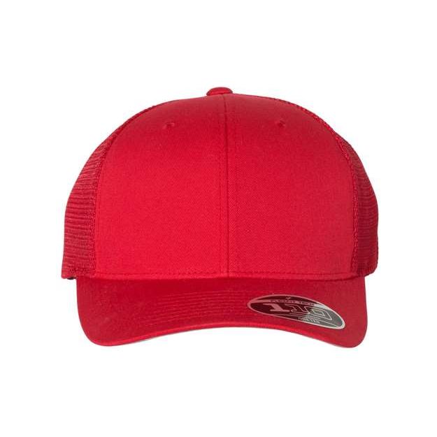 Flexfit 110® Mesh-Back Cap - Flexfit 110M Flexfit Red Adjustable