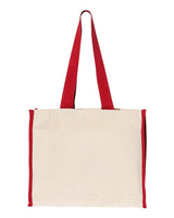 Q-Tees 14L Tote with Contrast-Color Handles - Q-Tees Q1100 Q-Tees Natural/ Red One Size
