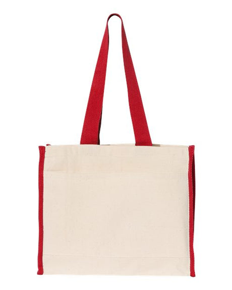 Q-Tees 14L Tote with Contrast-Color Handles - Q-Tees Q1100 Q-Tees Natural/ Red One Size