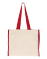 Q-Tees 14L Tote with Contrast-Color Handles - Q-Tees Q1100 Q-Tees Natural/ Red One Size