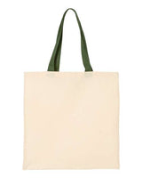 Q-Tees Economical Tote with Contrast-Color Handles - Q-Tees QTB6000 Q-Tees Natural/ Forest One Size