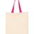 Q-Tees Economical Tote with Contrast-Color Handles - Q-Tees QTB6000 Q-Tees Natural/ Hot Pink One Size