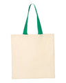 Q-Tees Economical Tote with Contrast-Color Handles - Q-Tees QTB6000 Q-Tees Natural/ Kelly One Size