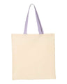 Q-Tees Economical Tote with Contrast-Color Handles - Q-Tees QTB6000 Q-Tees Natural/ Lavender One Size