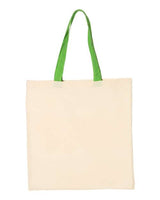 Q-Tees Economical Tote with Contrast-Color Handles - Q-Tees QTB6000 Q-Tees Natural/ Lime One Size