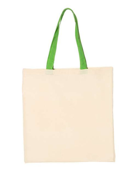 Q-Tees Economical Tote with Contrast-Color Handles - Q-Tees QTB6000 Q-Tees Natural/ Lime One Size