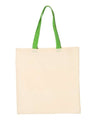Q-Tees Economical Tote with Contrast-Color Handles - Q-Tees QTB6000 Q-Tees Natural/ Lime One Size