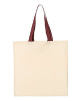 Q-Tees Economical Tote with Contrast-Color Handles - Q-Tees QTB6000 Q-Tees Natural/ Maroon One Size