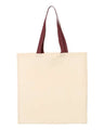Q-Tees Economical Tote with Contrast-Color Handles - Q-Tees QTB6000 Q-Tees Natural/ Maroon One Size