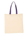 Q-Tees Economical Tote with Contrast-Color Handles - Q-Tees QTB6000 Q-Tees Natural/ Purple One Size