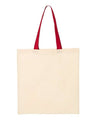 Q-Tees Economical Tote with Contrast-Color Handles - Q-Tees QTB6000 Q-Tees Natural/ Red One Size