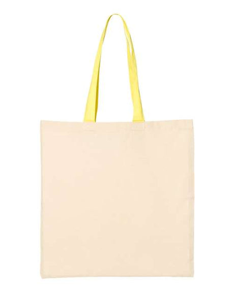 Q-Tees Economical Tote with Contrast-Color Handles - Q-Tees QTB6000 Q-Tees Natural/ Yellow One Size