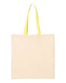 Q-Tees Economical Tote with Contrast-Color Handles - Q-Tees QTB6000 Q-Tees Natural/ Yellow One Size