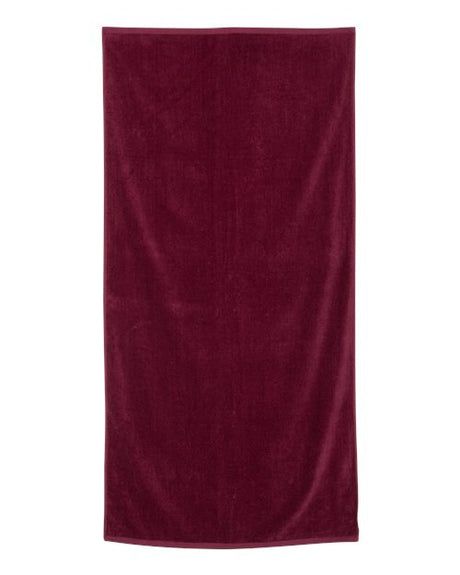 Q-Tees Velour Beach Towel - Q-Tees QV3060 Q-Tees Maroon One Size