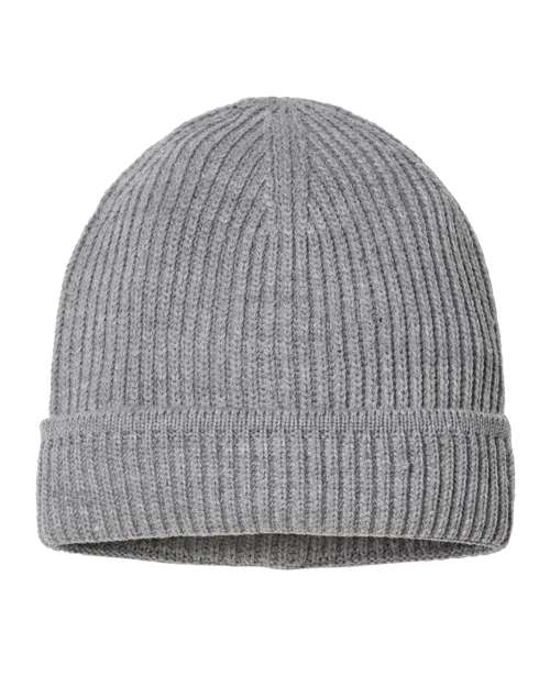 Atlantis Headwear Sustainable Finish Edge Cuffed Beanie - Atlantis Headwear MAPLE Atlantis Headwear Light Grey Melange One Size