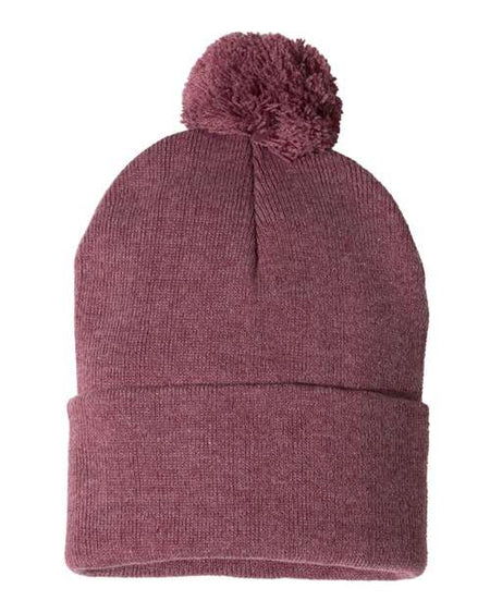 Sportsman 12" Pom-Pom Cuffed Beanie - Sportsman SP15 Sportsman Heather Cardinal One Size