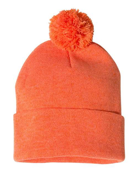 Sportsman 12" Pom-Pom Cuffed Beanie - Sportsman SP15 Sportsman Heather Orange One Size