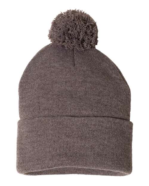 Sportsman 12" Pom-Pom Cuffed Beanie - Sportsman SP15 Sportsman Heather Brown One Size