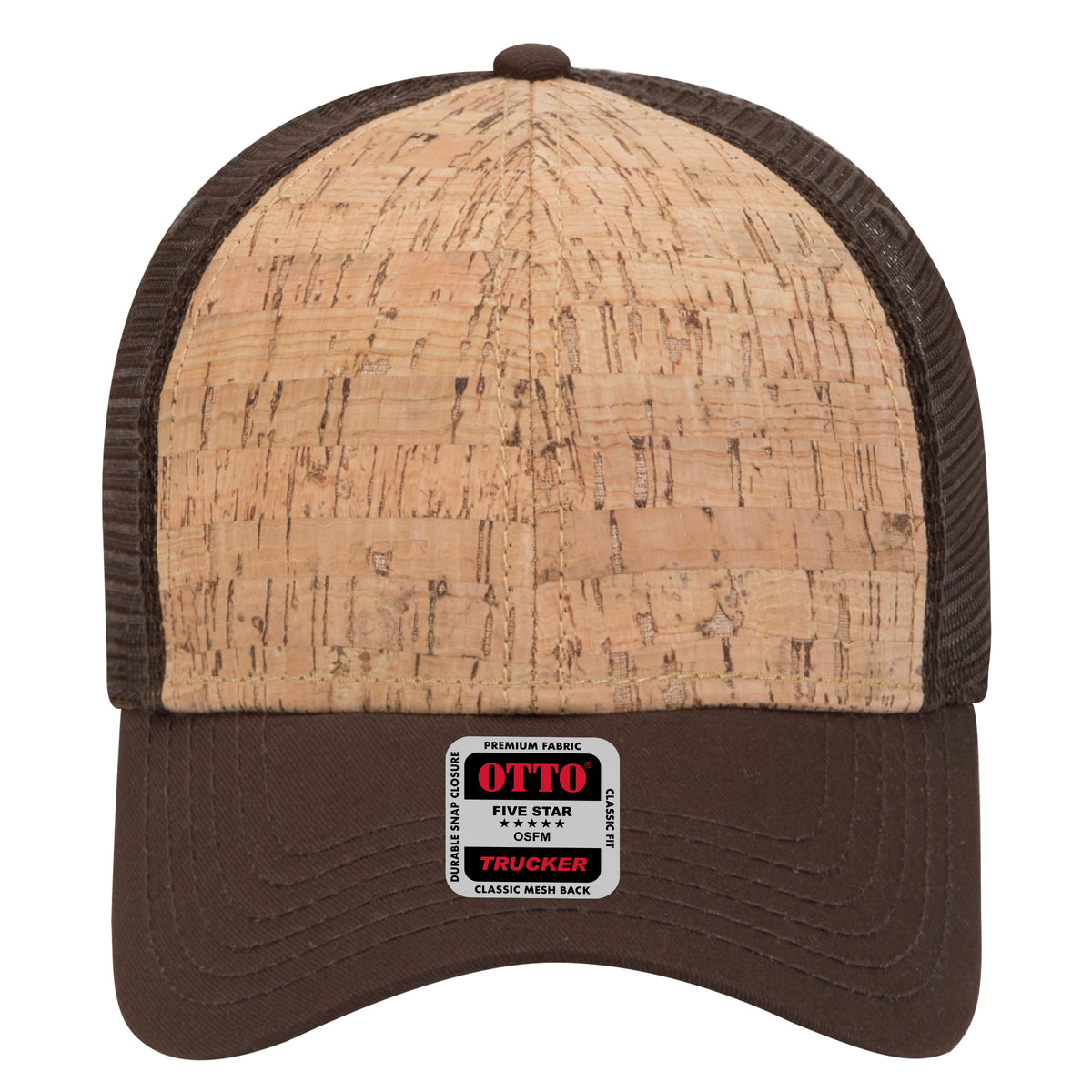 OTTO CAP 6 Panel Low Profile Mesh Back Trucker Hat OTTO 83-1212 Otto Cap 3911239 - D.Brn/Cork/D.Brn OSFM - Adult