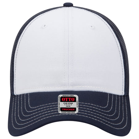 OTTO CAP 6 Panel Low Profile Mesh Back Trucker Hat OTTO 83-1239 Otto Cap 041604 - Nvy/Wht/Nvy OSFM - Adult