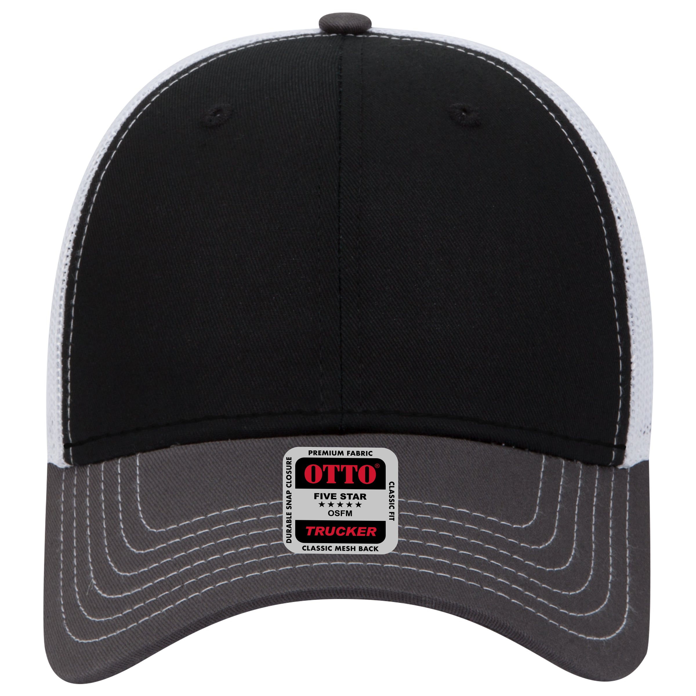 OTTO CAP 6 Panel Low Profile Mesh Back Trucker Hat OTTO 83-1239 Otto Cap 250316 - Ch.Gry/Blk/Wht OSFM - Adult