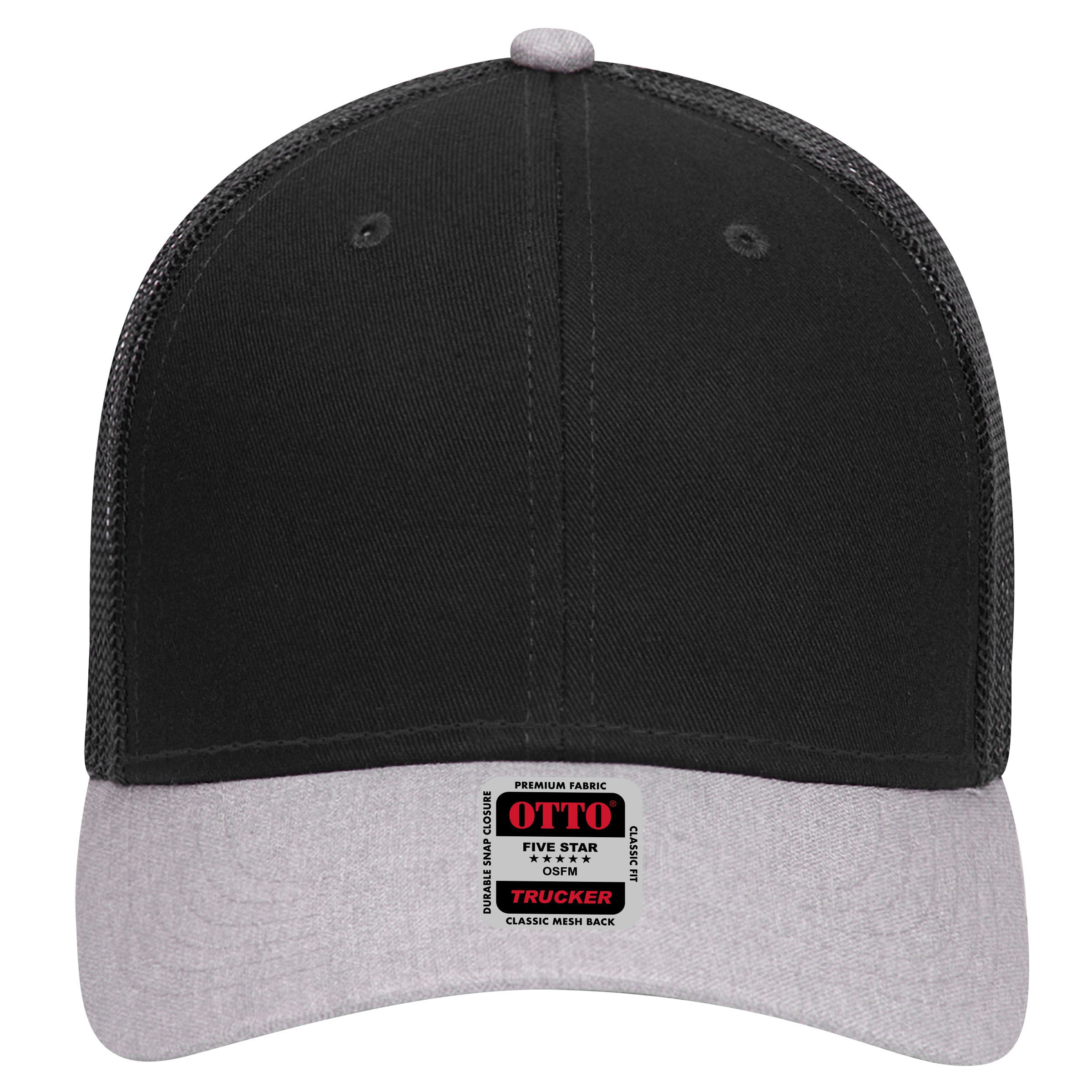 OTTO CAP 6 Panel Low Profile Mesh Back Trucker Hat OTTO 83-1239 Otto Cap 740303 - HeatherGray/Black/Black OSFM - Adult