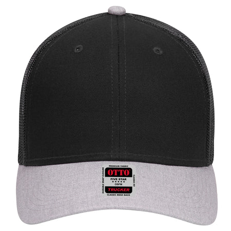 OTTO CAP 6 Panel Low Profile Mesh Back Trucker Hat OTTO 83-1239 Otto Cap 740303 - HeatherGray/Black/Black OSFM - Adult