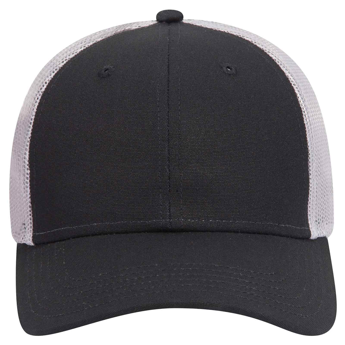 OTTO CAP 6 Panel Low Profile Mesh Back Trucker Hat OTTO 83-1273 Otto Cap 030314 - Blk/Blk/Gry OSFM - Adult