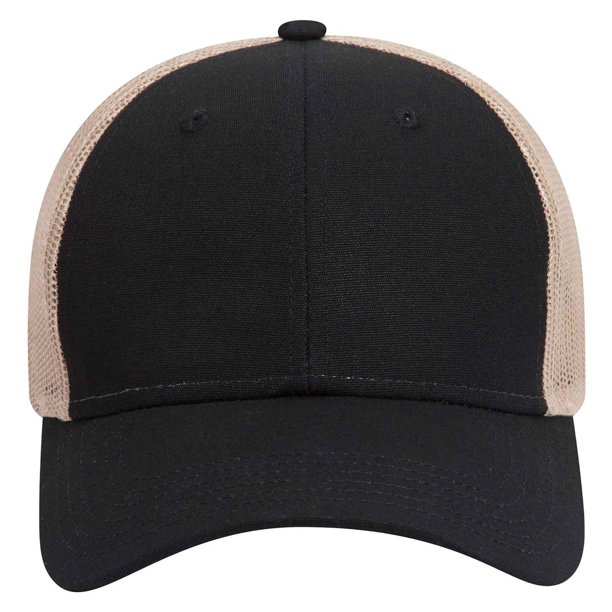 OTTO CAP 6 Panel Low Profile Mesh Back Trucker Hat OTTO 83-1273 Otto Cap 030332 - Blk/Blk/Kha OSFM - Adult