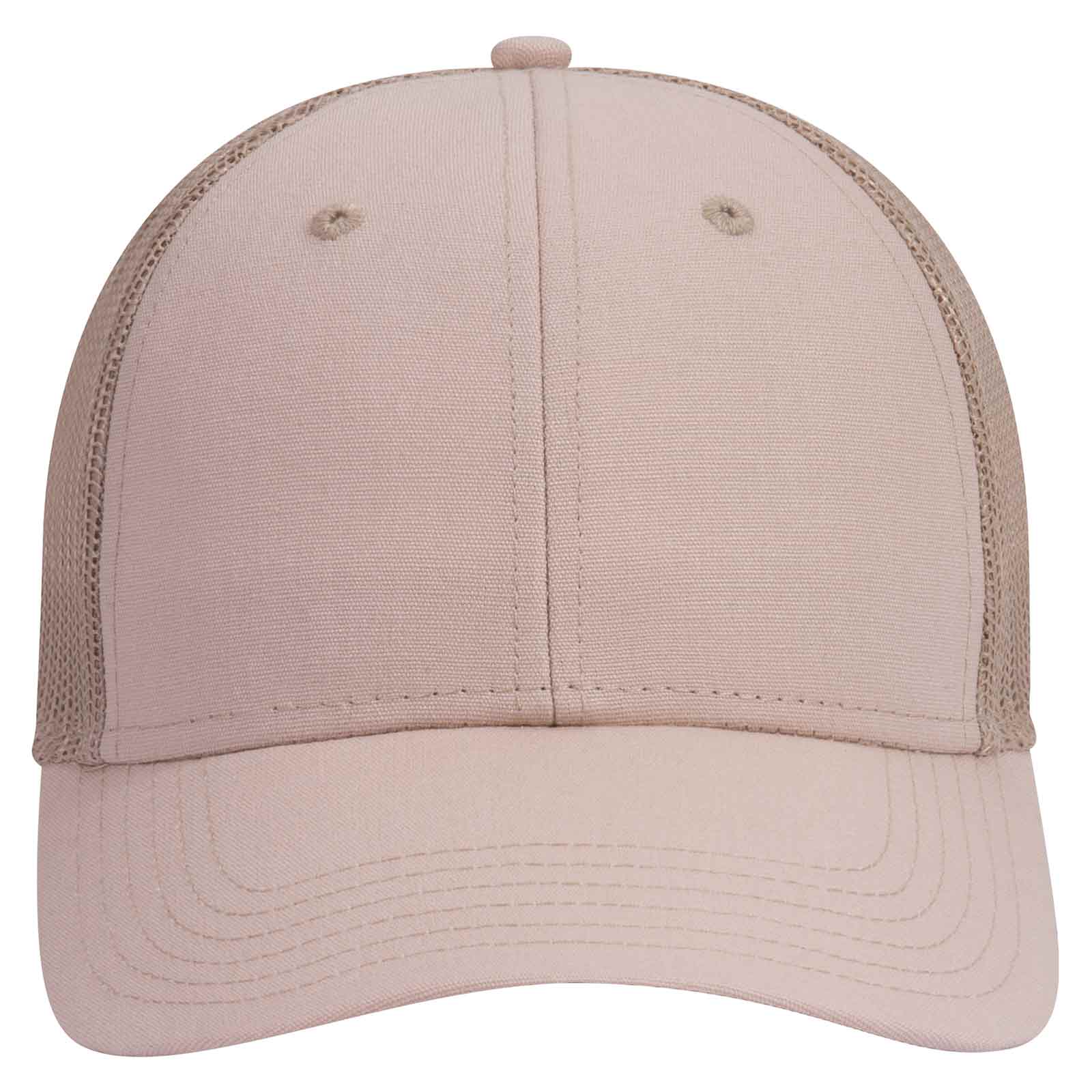 OTTO CAP 6 Panel Low Profile Mesh Back Trucker Hat OTTO 83-1273 Otto Cap 032 - Khaki OSFM - Adult