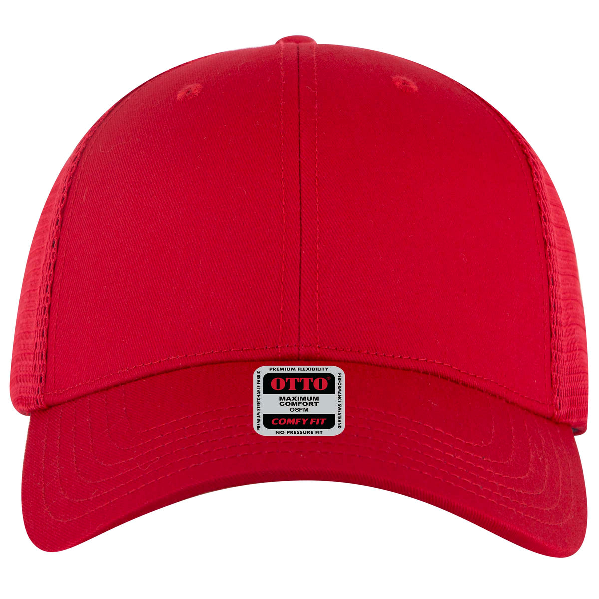 OTTO CAP "OTTO COMFY FIT" 6 Panel Low Profile Mesh Back Trucker Hat OTTO 83-2 Otto Cap 002 - Red OSFM - Adult