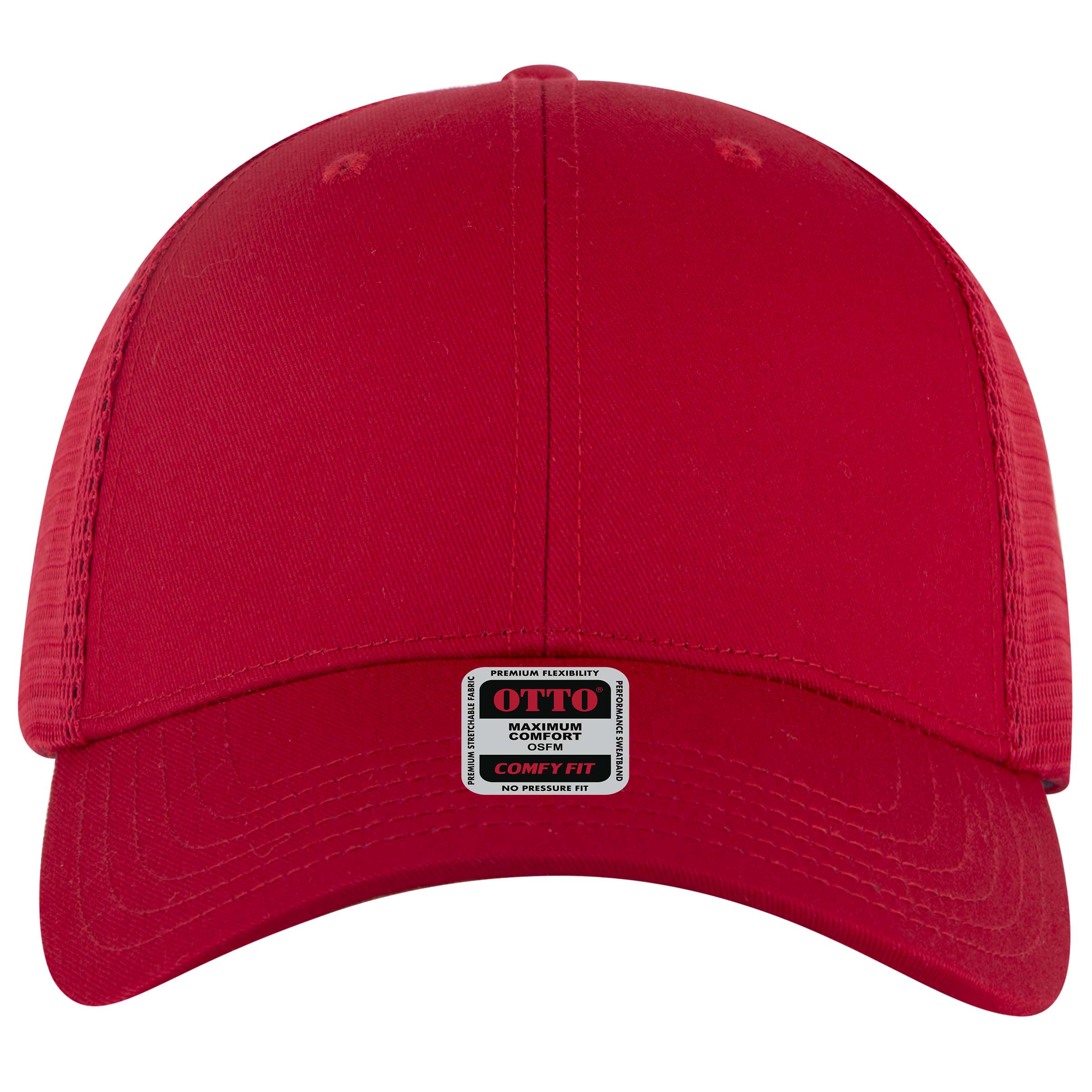 OTTO CAP "OTTO COMFY FIT" 6 Panel Low Profile Mesh Back Trucker Hat OTTO 83-2 Otto Cap 002 - Red OSFM - Adult