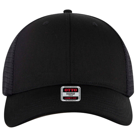 OTTO CAP "OTTO COMFY FIT" 6 Panel Low Profile Mesh Back Trucker Hat OTTO 83-2 Otto Cap 003 - Black OSFM - Adult